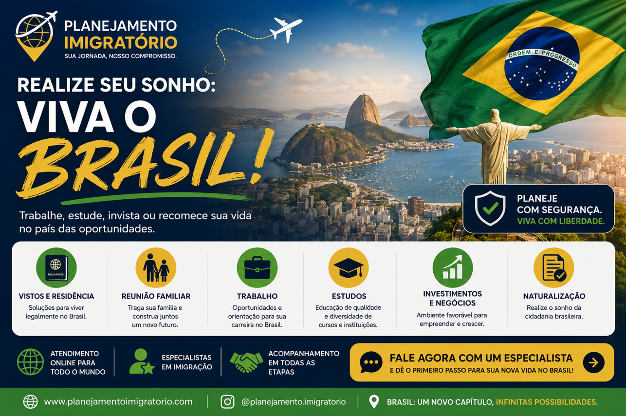 Planejamento Imigratório para o Brasil – Vistos, Residência, Naturalização e Serviços Especializados