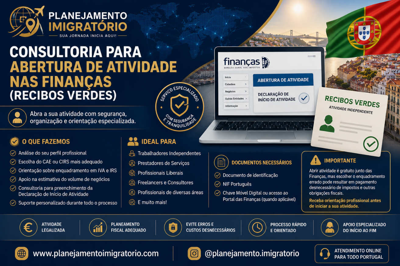 🇵🇹 Consultoria para abertura de atividade (recibos verdes) em Portugal