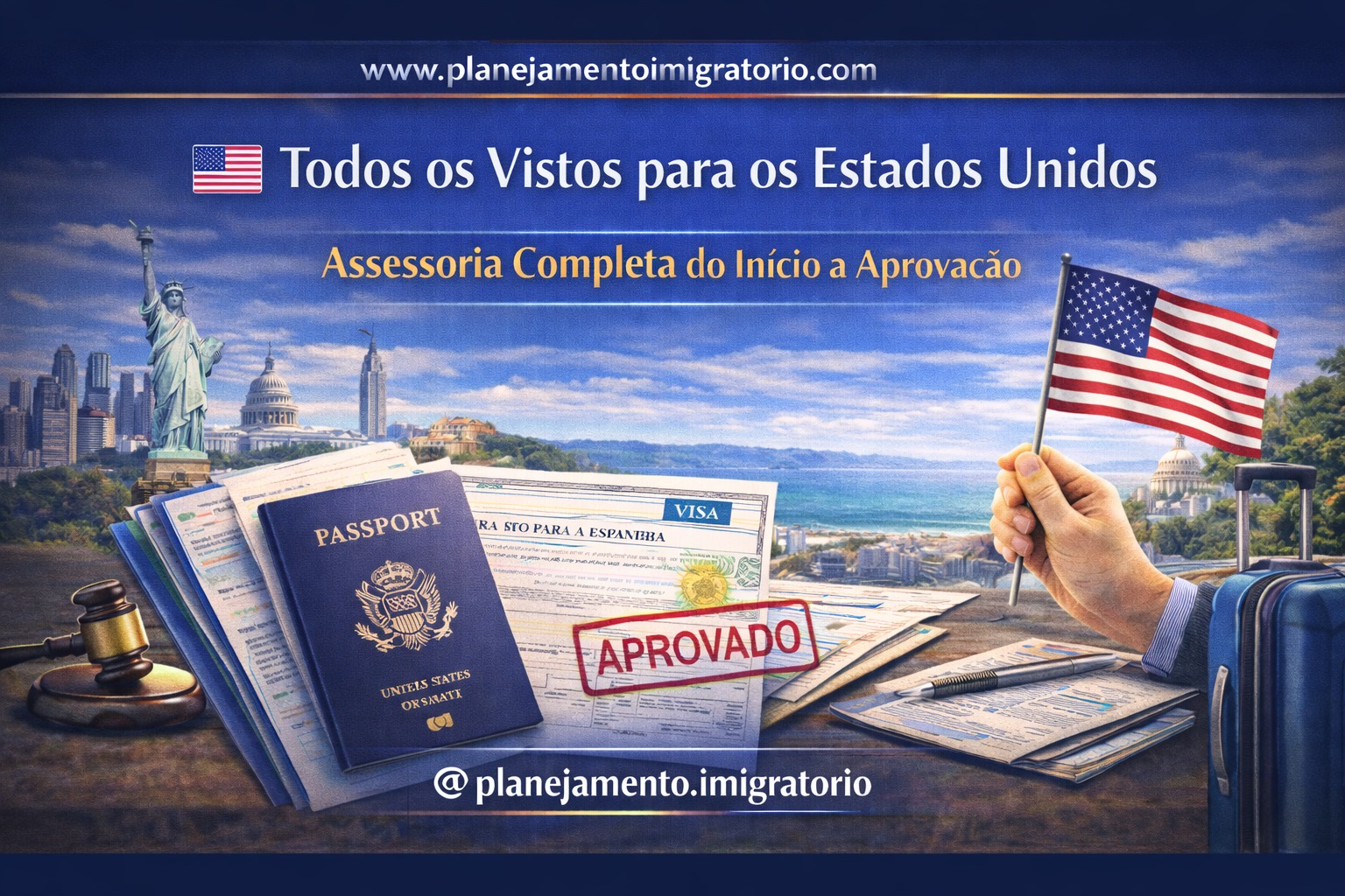 🇺🇸 Todos os Vistos para os Estados Unidos — Assessoria Completa do Início à Aprovação