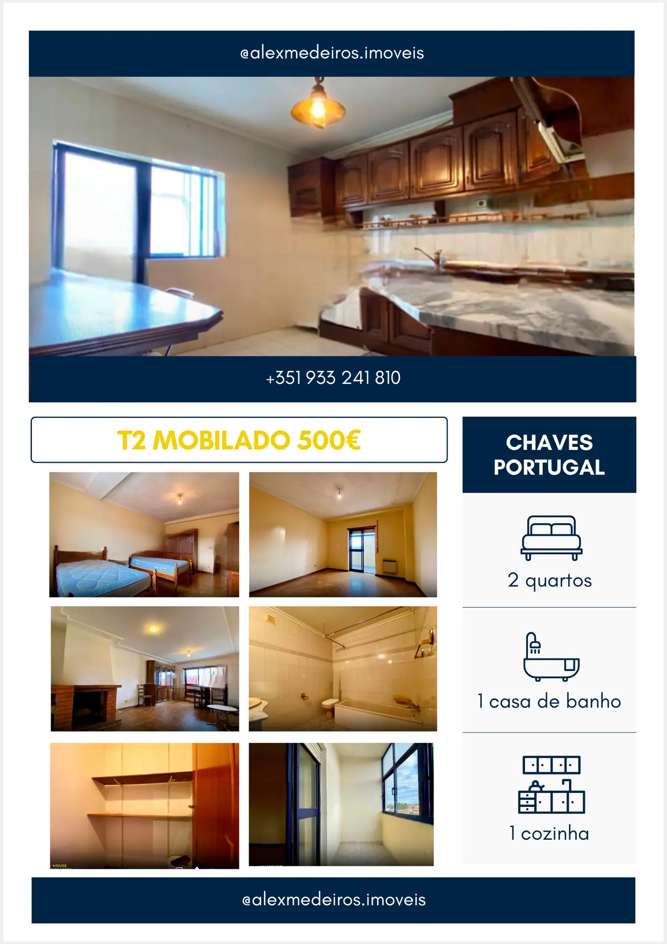 T2 MOBILADO EM CHAVES POR 500€